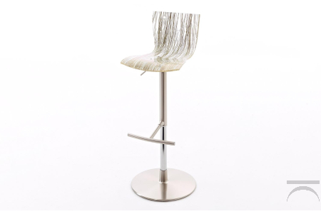 Sgabello regolabile in altezza di design con seduta trasparente con effetto erba