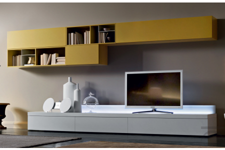 Parete soggiorno componibile con illuminazione Led