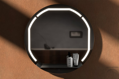 Specchio Mirage rotondo con mensola e interruttore