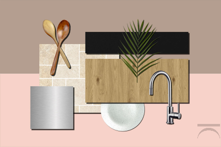 Design and realisation of modern kitchen with peninsula in knotted oak wood