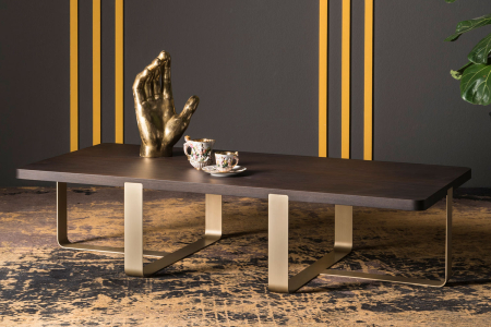 Tavolino rettangolare con piano in rovere fumè