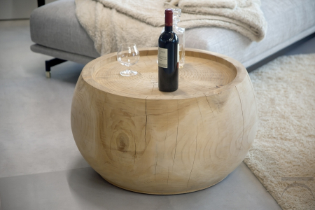 Tavolino rotondo in legno massello profumato di cedro