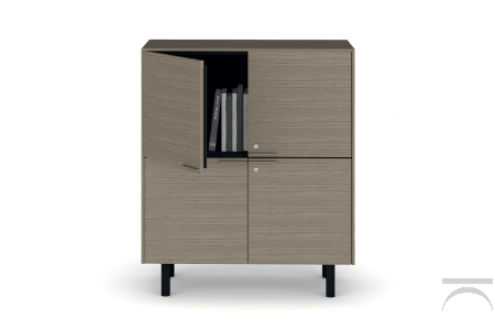 Credenza ufficio moderna contenitore con 4 ante in legno e piedini alti