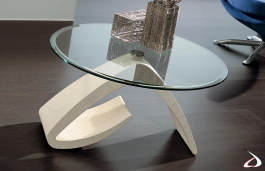 Cinzia - Tavolino moderno da salotto in mineral marmo con piano in vetro  TA125 - INTERNO77