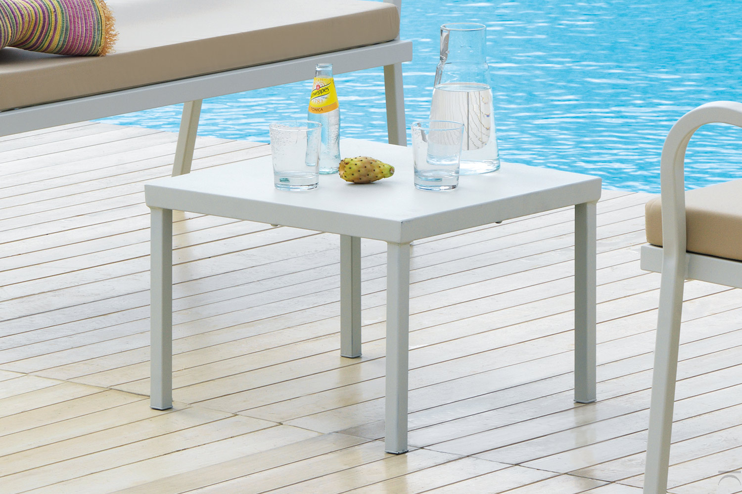 Tavolino Esterno HDPE Resistente Intemperie Tavolino Adirondack Quadrato Patio Bianco 90230128