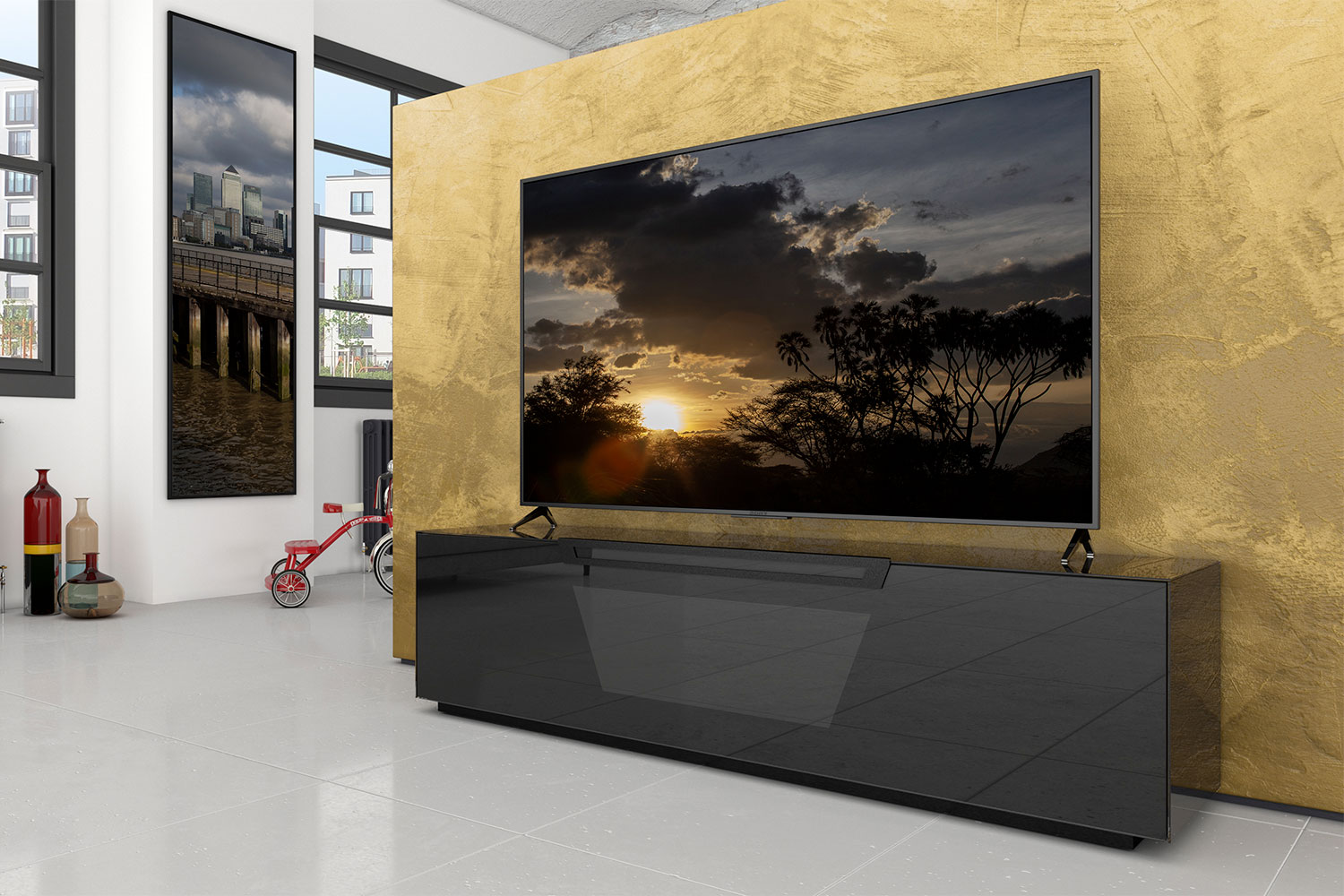 Ventimiglia 176 moderner TV-Schrank mit verstellbaren Einlegeböden und  Klapptür