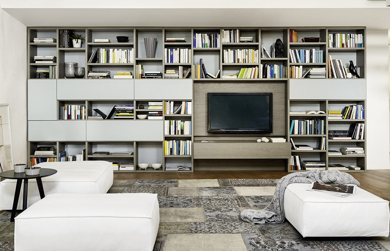 Libreria soggiorno moderna in legno Setten