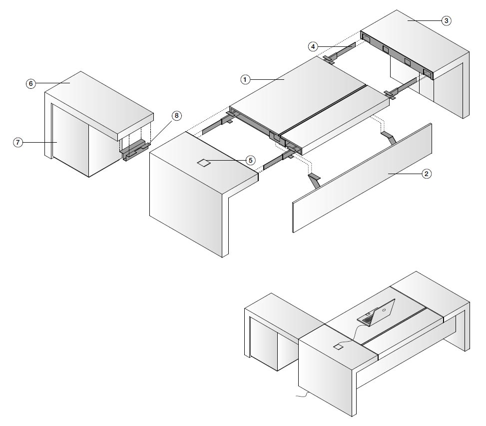Schema tecnica scrivania manager block 2.0