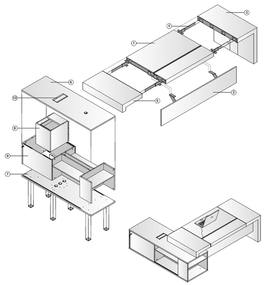 Schema tecnica scrivania manager block