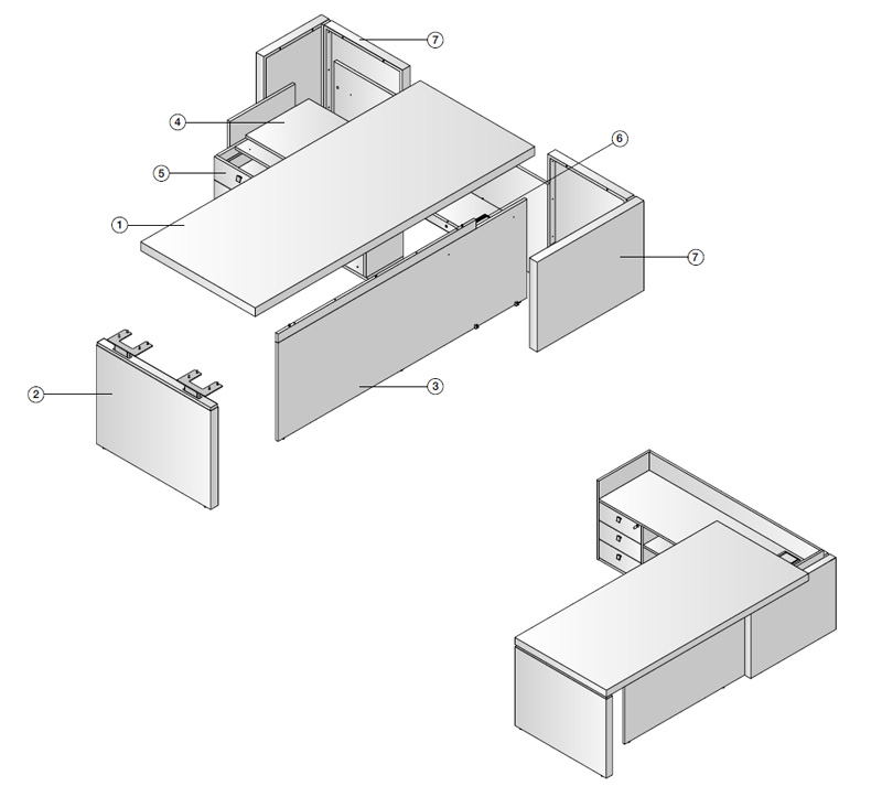 Dibujo técnico de la mesa presidencial