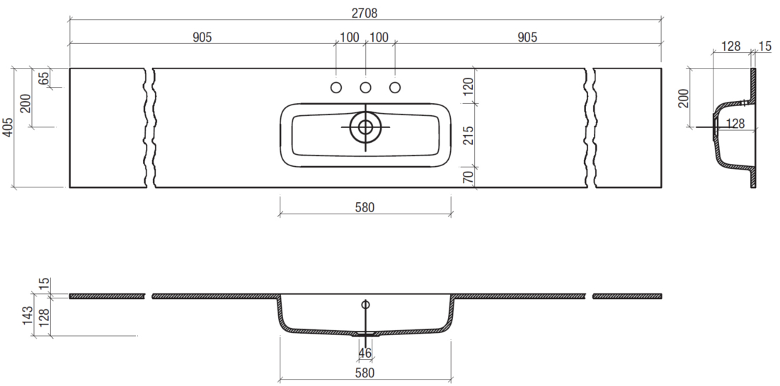 Lavabo con vasca integrata