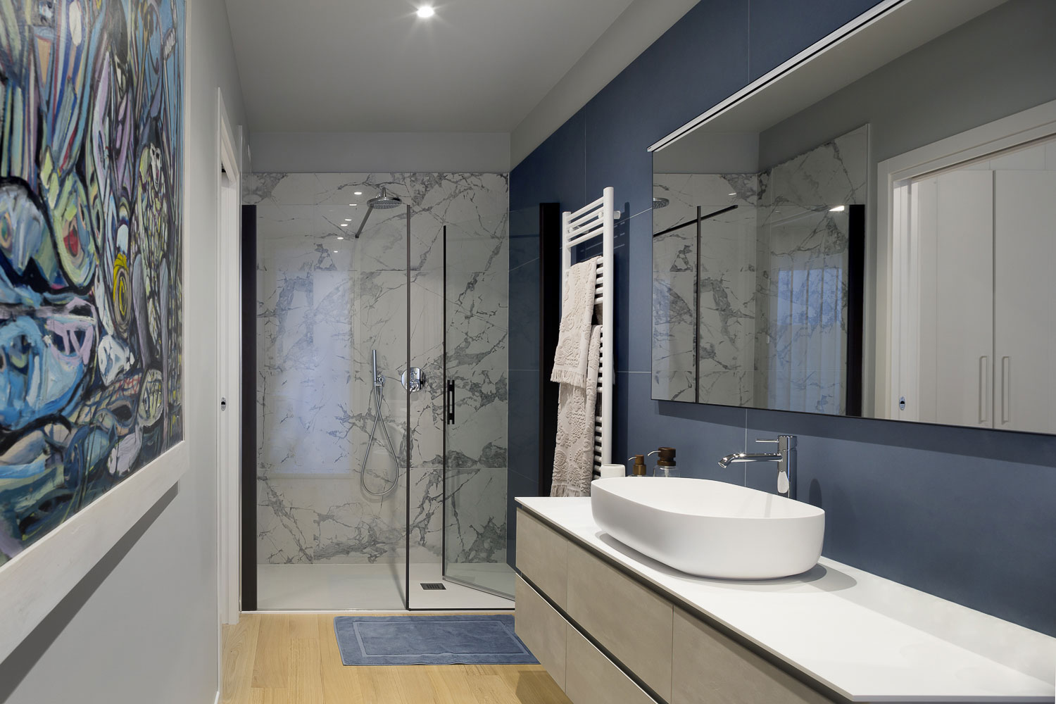Bagno padronale ampliato in attico a Conegliano