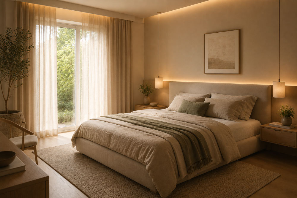 Bedroom designed for wellbeing and relaxation