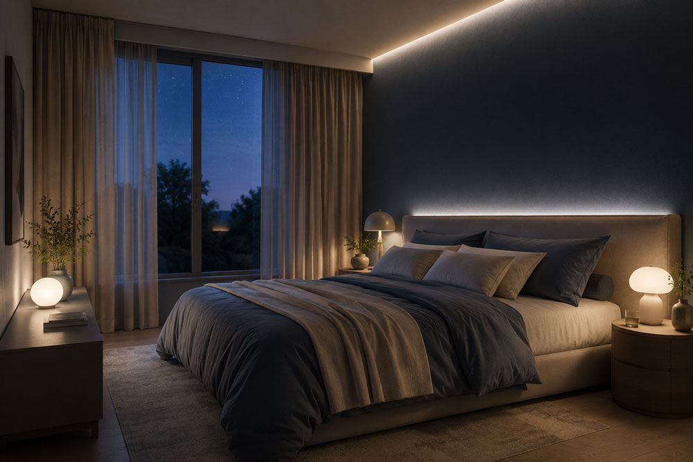 Relaxing bedroom colour palette for better sleep