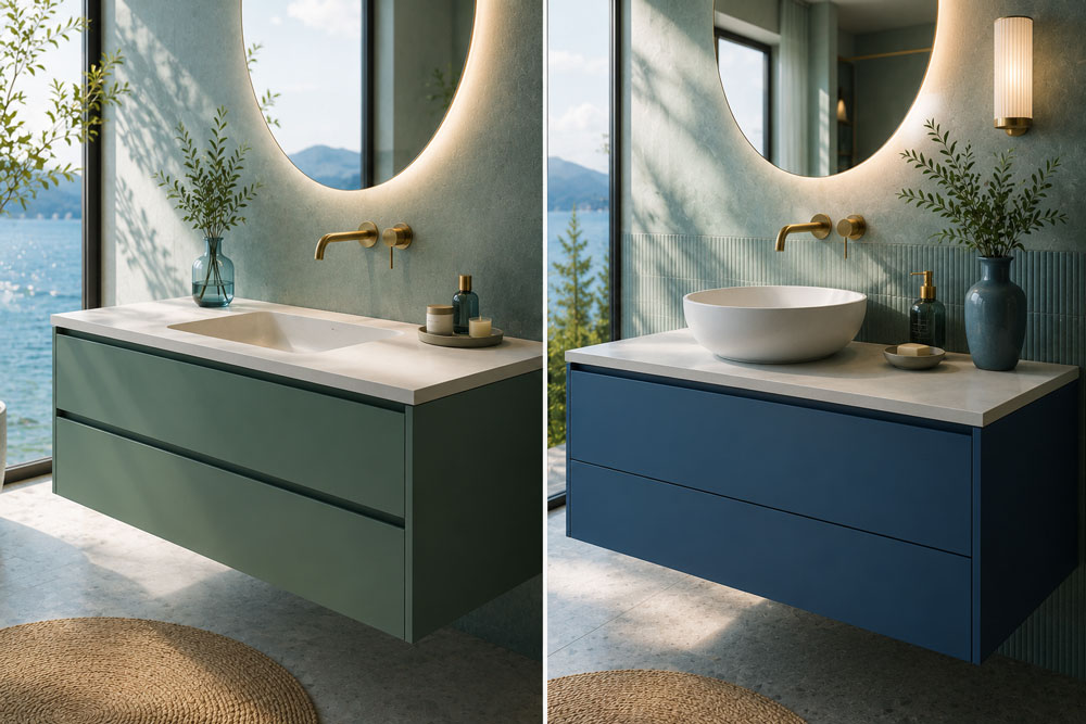 Comparison between integrated basin and countertop basin