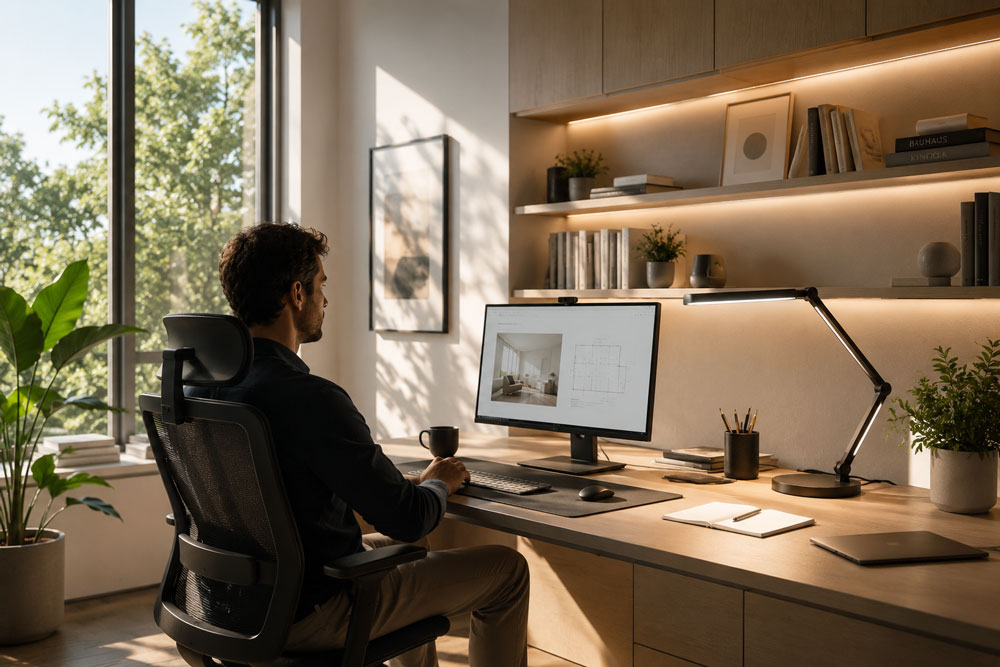 Ergonomic home office lighting setup