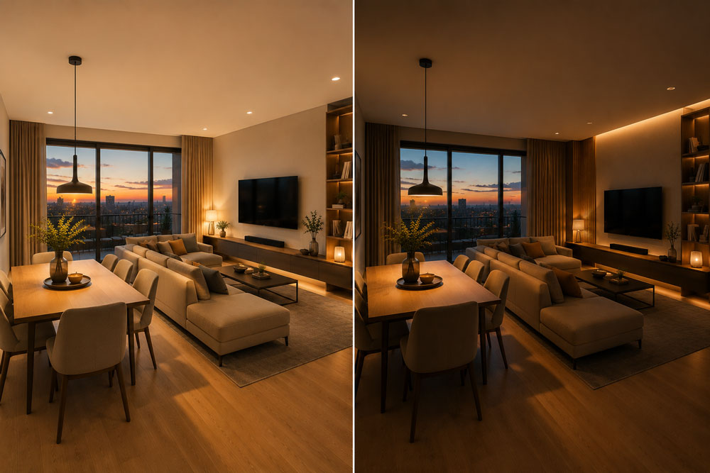 Adjustable lighting design for living rooms
