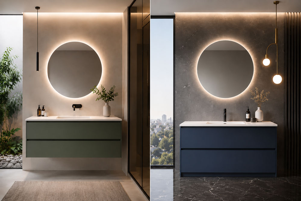 Comparison between wall-hung and floor-standing bathroom vanity units