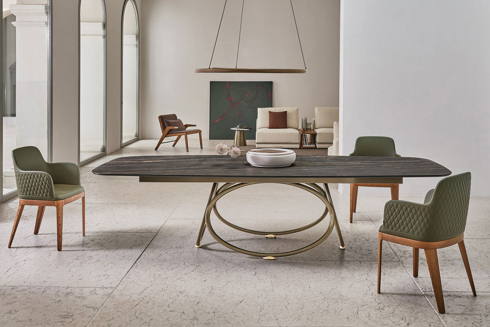 Ceramic table + wooden chairs