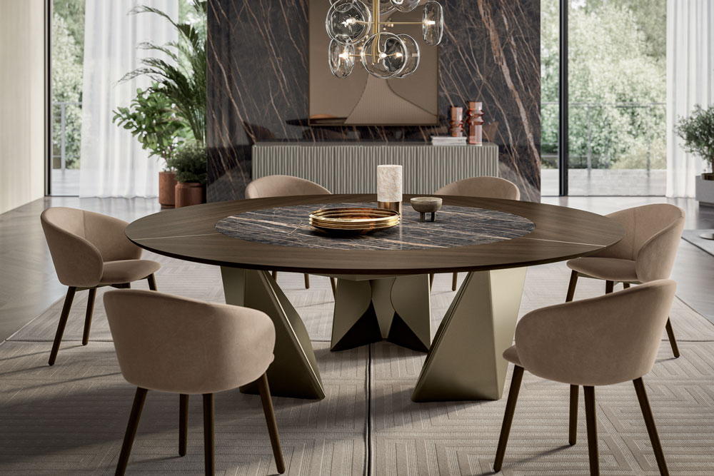 Wooden table + upholstered chairs