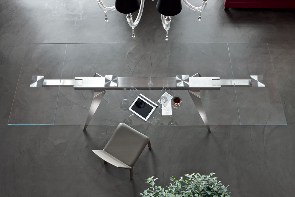 Dining table with glass top
